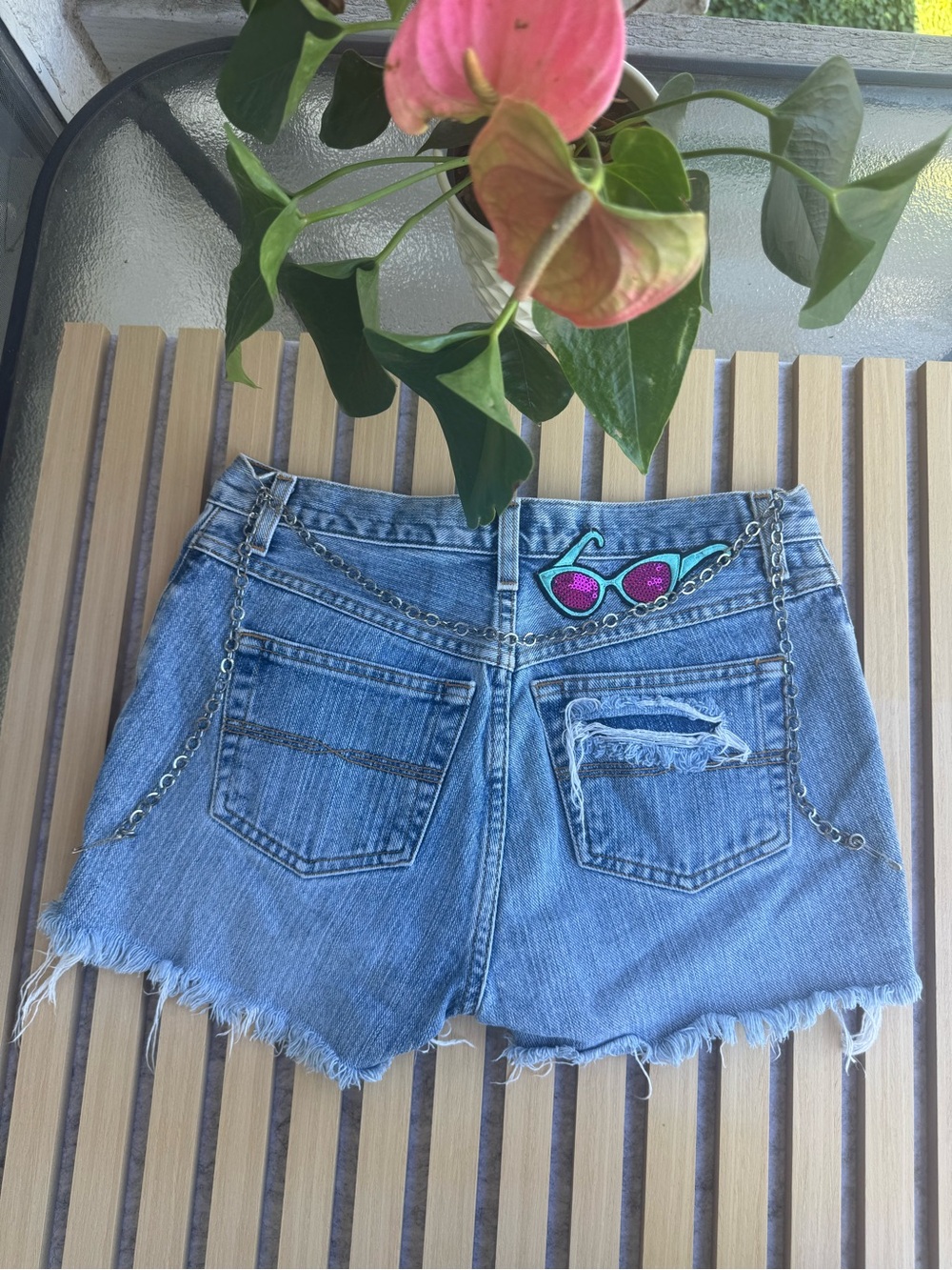 Express Blue Distressed Denim Cutoff Shorts - Women